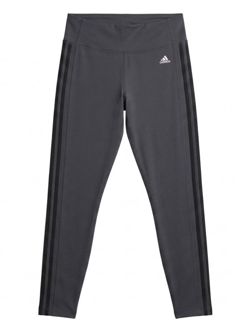 adidas Gray High-Rise Leggings with Black Side Stripes